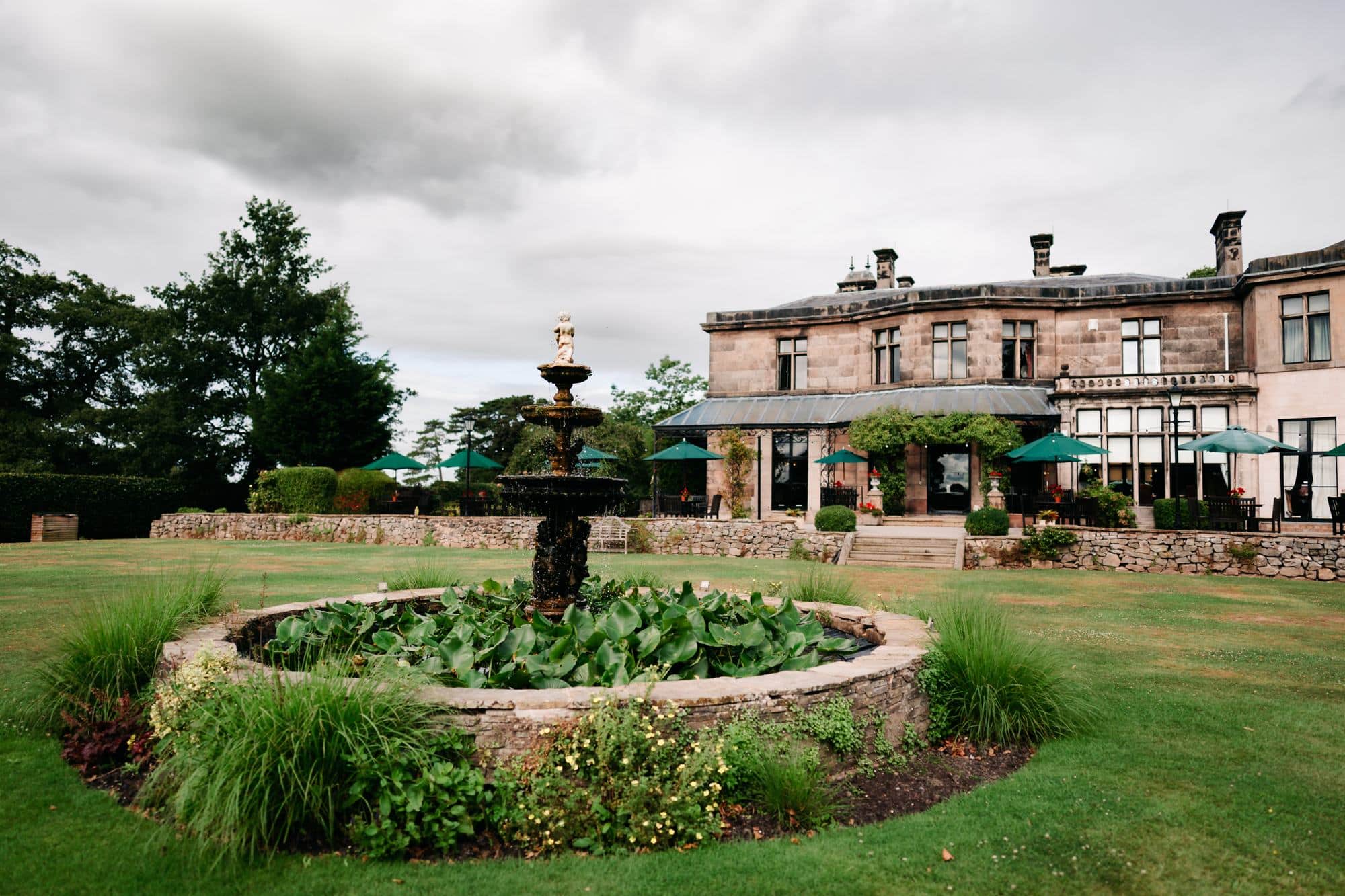 Fountain garden at Rookery Hall wedding venue