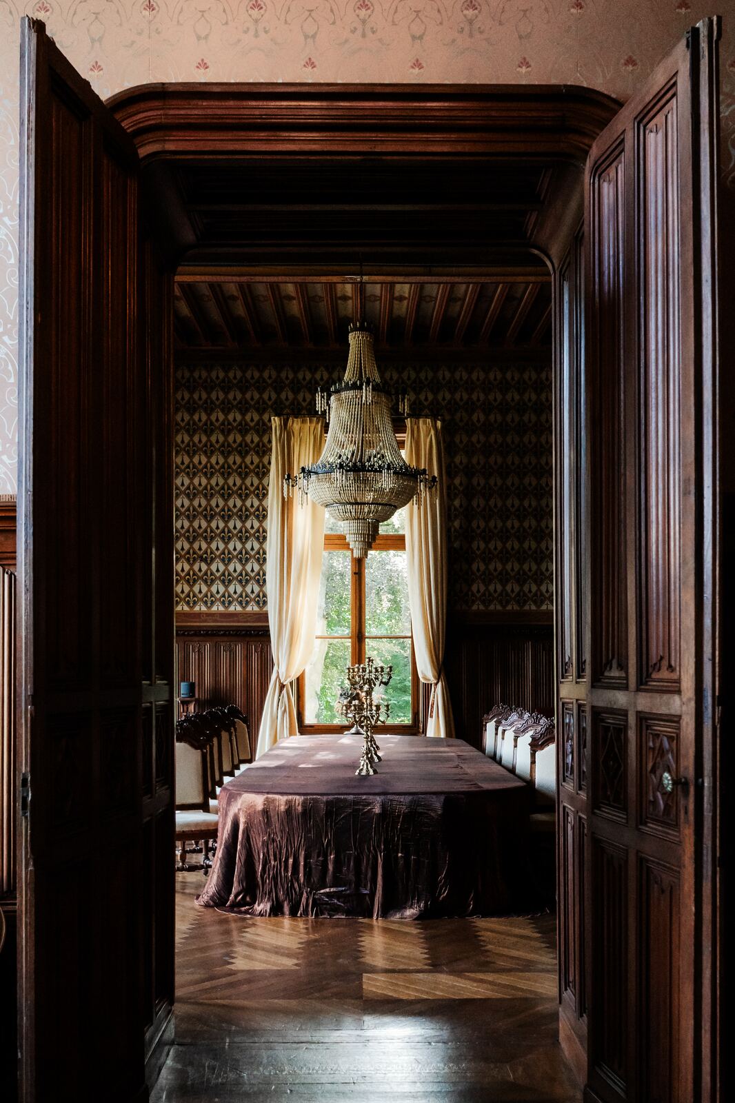 Ornate doorway and hallway inside the château