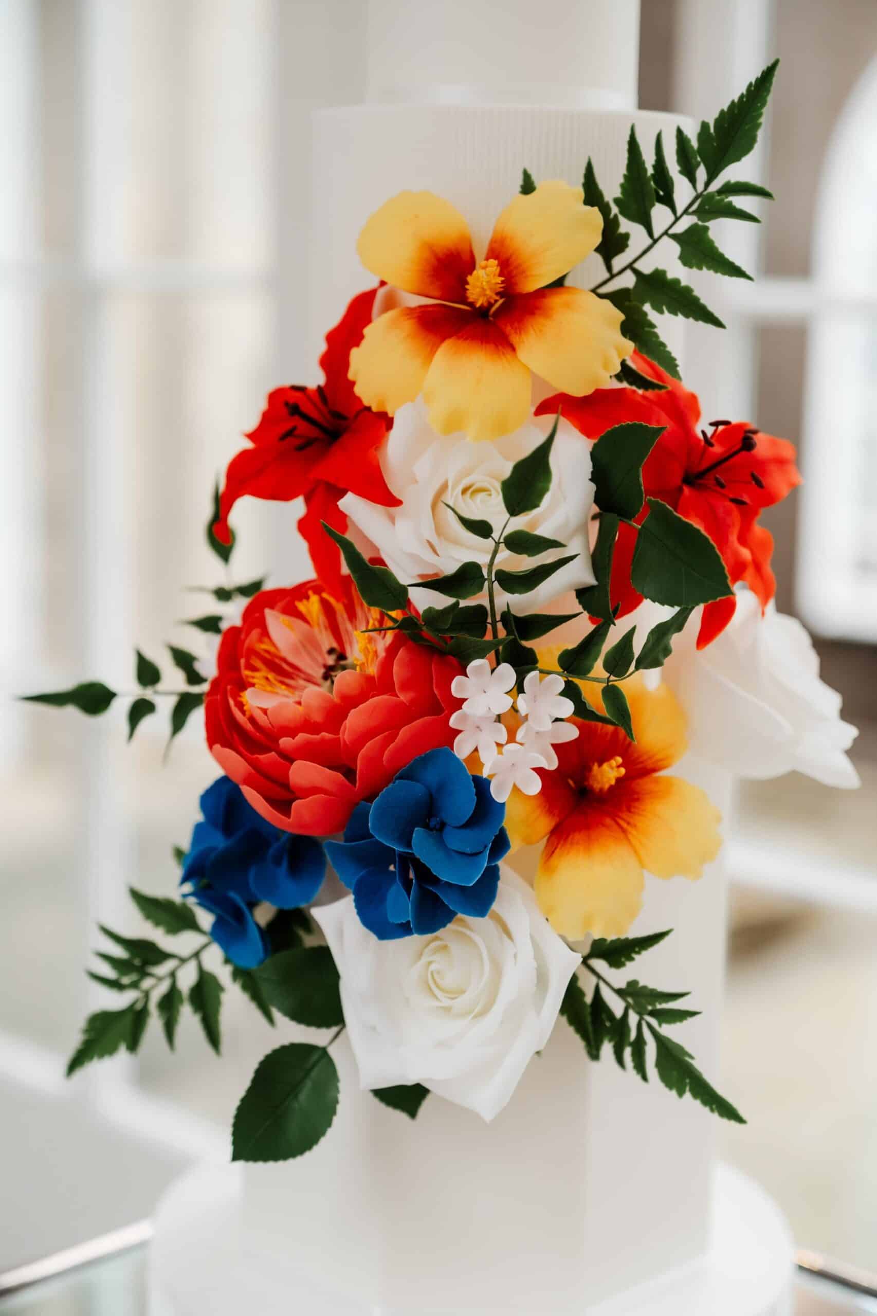 Floral centrepiece at Goldsborough Hall wedding venue