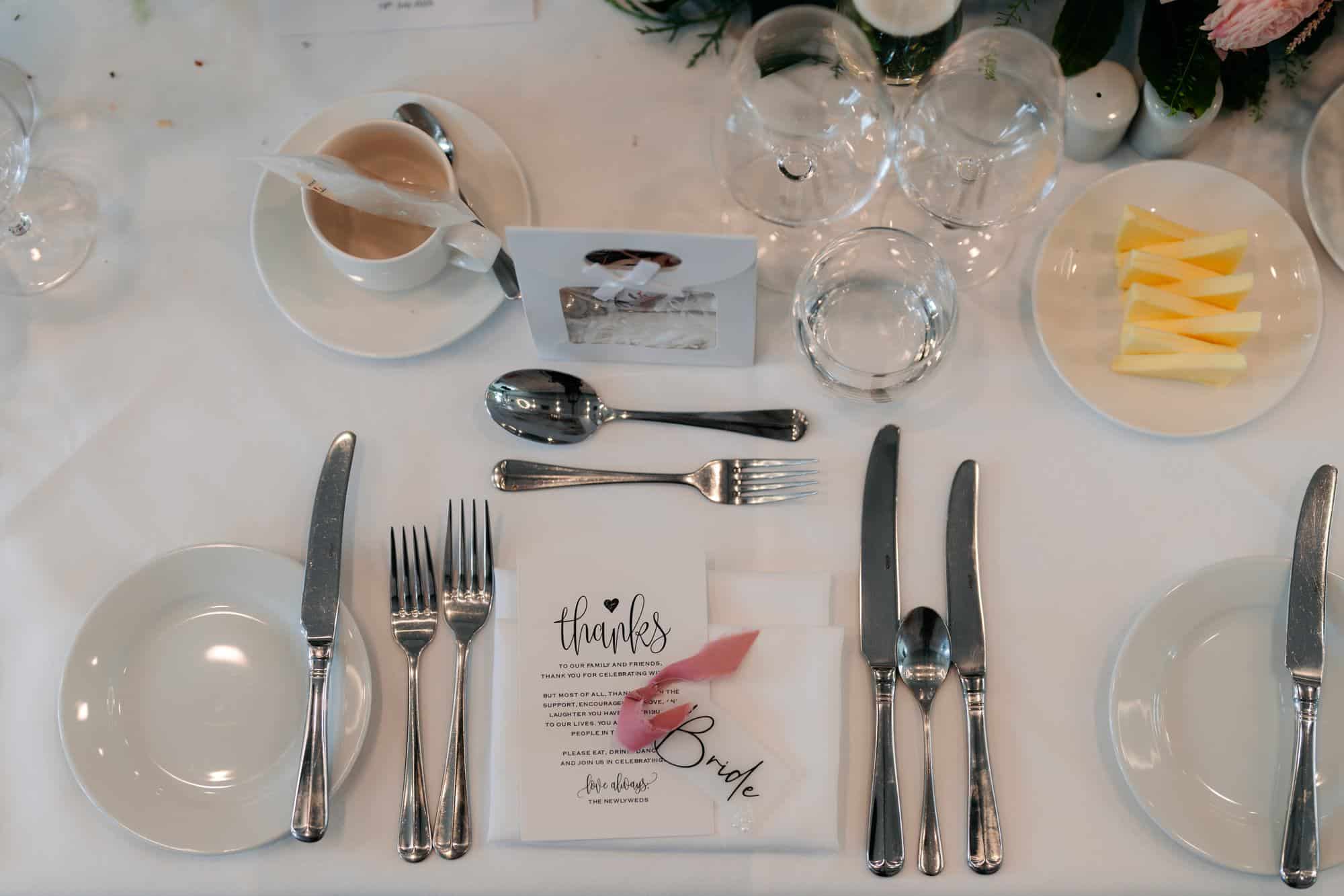 Place setting detail at Rookery Hall wedding venue