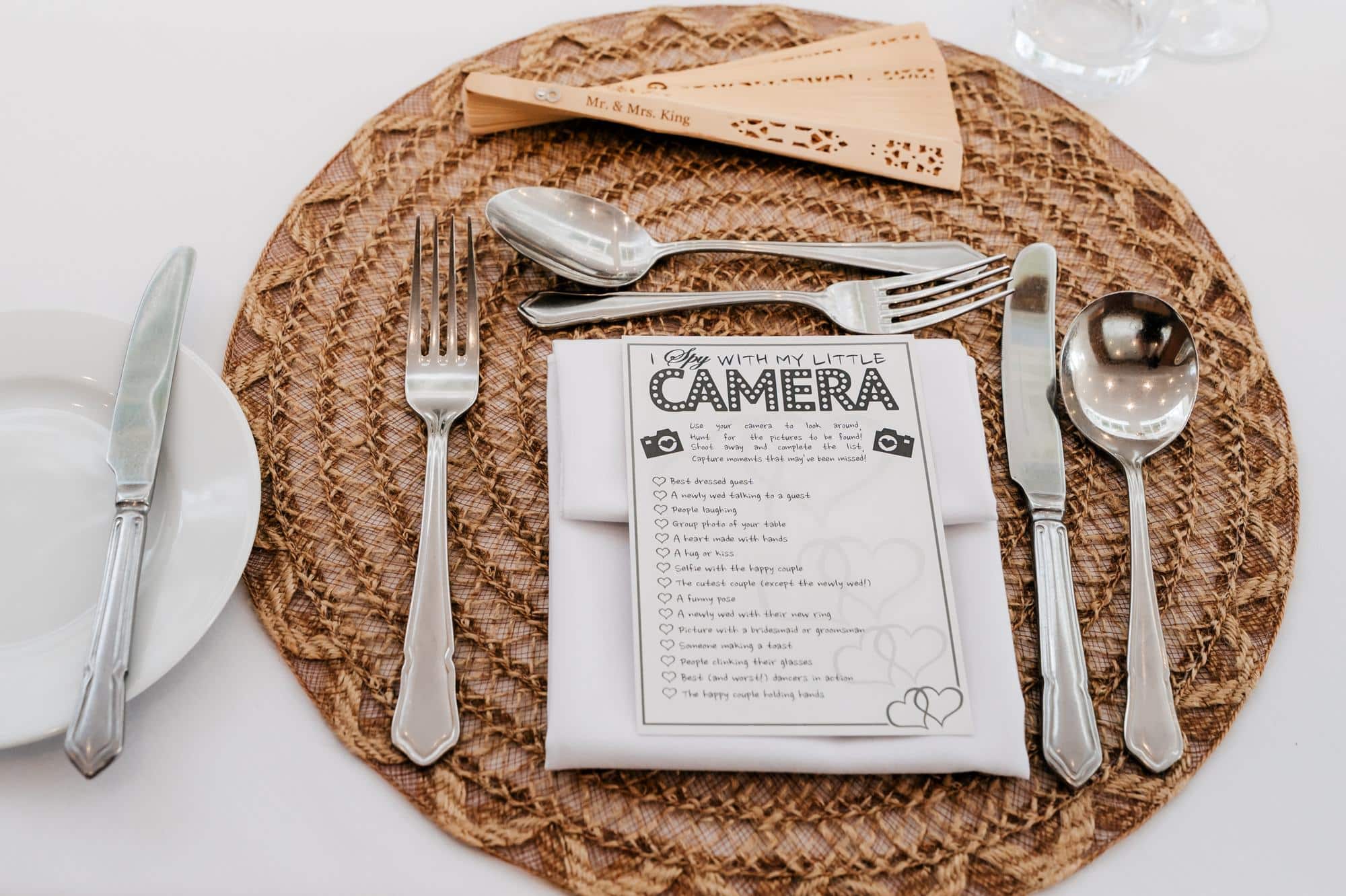 Wedding place setting at Goldsborough Hall wedding venue
